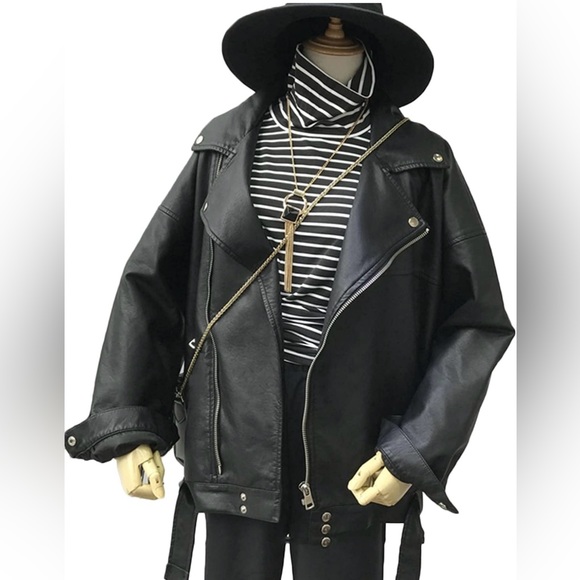 Women Faux Leather Jacket - Picture 2 of 5